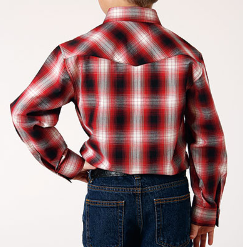 Roper Basic Red Plaid Boys Shirt