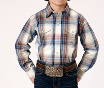 Roper Desert Blue Plaid Boys Shirt