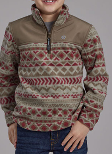 Roper Red/Olive Aztec Print Boys Jackets
