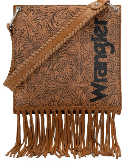Wrangler Floral Embossed Fringe Concealed Carry Hobo/Crossbody