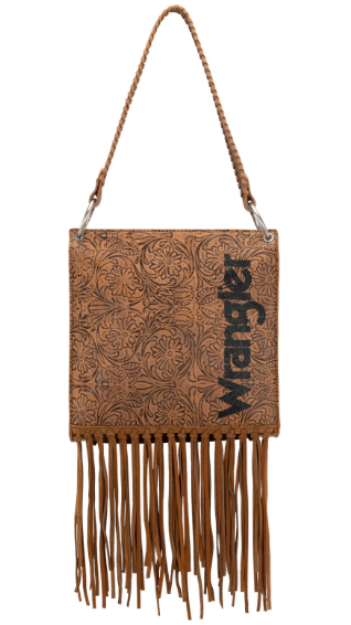 Wrangler Floral Embossed Fringe Concealed Carry Hobo/Crossbody