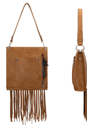 Wrangler Floral Embossed Fringe Concealed Carry Hobo/Crossbody