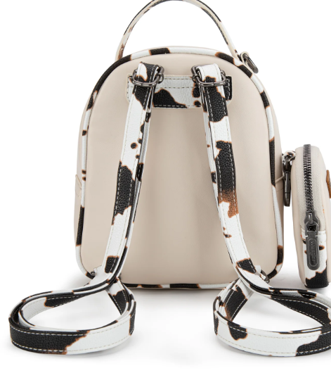 Wrangler Cow Print Trimmed Mini Backpack with Coin Pouch