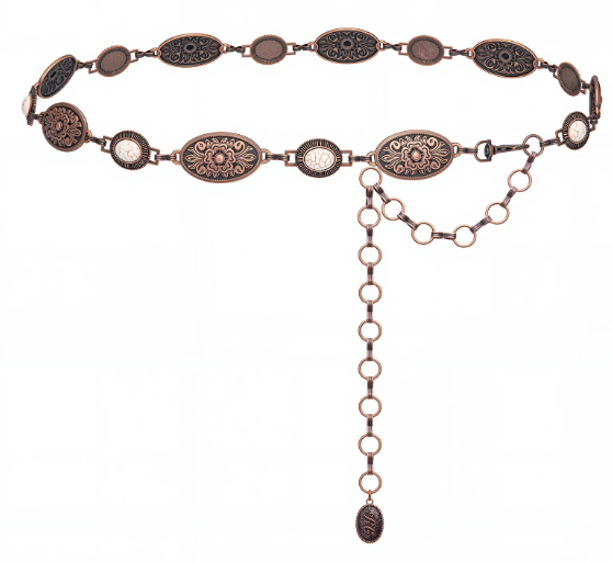 Rustic Oval Floral Stone Centered Concho Belt