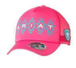 Ariat Girls Ponyflo Cap Southwestern Logo Hot Pink