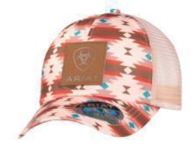 Ariat Girls Ponyflo Cap Aztec Print Logo Pink