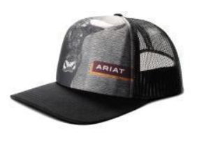 Ariat Men's Cap Snap Back Foam Front Bull Print Black