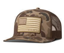 Ariat Men's Cap R112 SnapBack Camo American Flag Brown