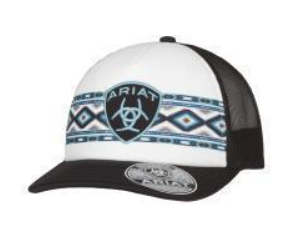 Ariat Ladies Trucker Cap Southwest Pattern Black White
