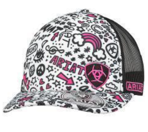 Ariat Ladies Trucker Cap Snap Back Doodles Multi Colored