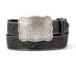 Ariat Men's Belt 1 1/2" Embossed Plate Buckle Black