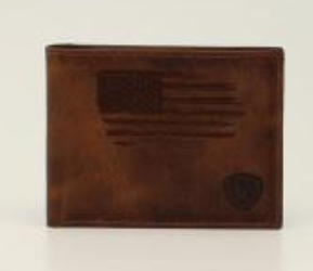 Ariat Bifold Distressed Stitch USA Flag Shield Logo
