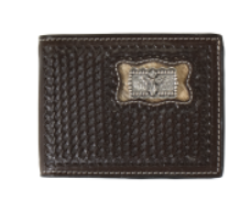 3D Bifold Wallet Calf Hair Inlay Cross Concho Brown