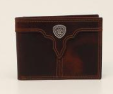 Ariat Men's Bifold Wallet Center Bump Shield Brown