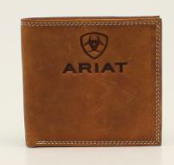 Ariat Men's Bifold Wallet Embossed Logo Medium Brown