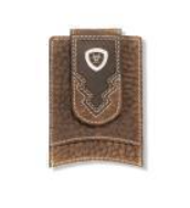 Ariat Men's Card Case Money Clip Brown Rowdy