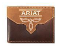 Ariat Bifold Pass Case Wallet Boot Stitch Overlay Brown