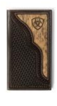 Ariat Men's Rodeo Wallet Calf Half Overlay Chocolate