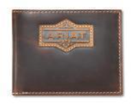 Ariat Bifold Pass Case Style Men's Wallet Patch Brown