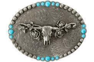 Blazin Roxx Ladies Buckle Oval Longhorn Roses