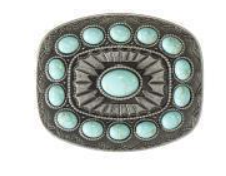 Blazin Roxx Rectangle Buckle Southwest Turquoise Stones