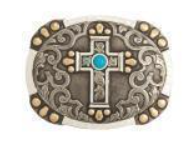 Crumrine Oval Buckle 2 3/4 - 3 3/4 Cross Turquoise Stone