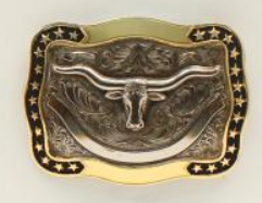 Crumrine Rectangle Buckle Longhorn Smooth Edge