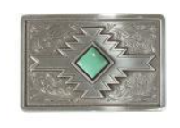 Blazin Roxx Rectangle Buckle Square Diamond Turquoise Southwest