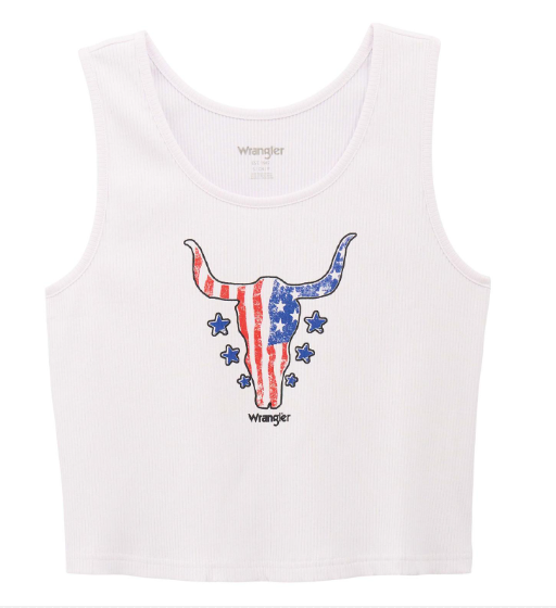 Wrangler Graphic Slim Crop Tank "Patriotic Bull"