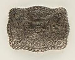 Crumrine Rectangle Buckle Floral Scrolling Roped Edge