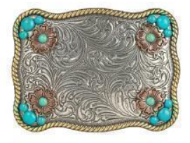 Blazin Roxx Ladies Rectangle Buckle Flower Accent Turquoise Stones