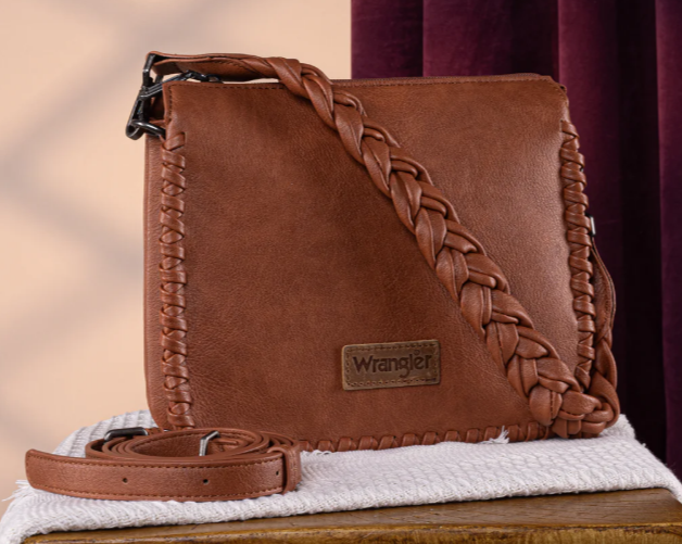 Wrangler Whipstitch Braided Strap Hobo/Crossbody Bag