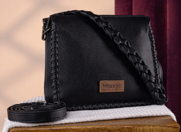 Wrangler Whipstitch Braided Strap Hobo/Crossbody Bag