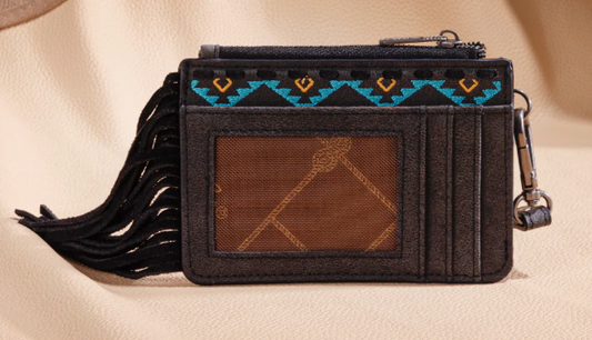 Wrangler Aztec Embroidered Fringe Card Wallet/Wristlet