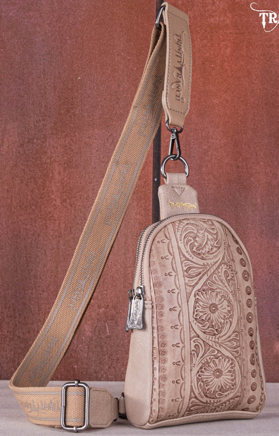 Trinity Ranch Floral Tooled Collection Sling Bag