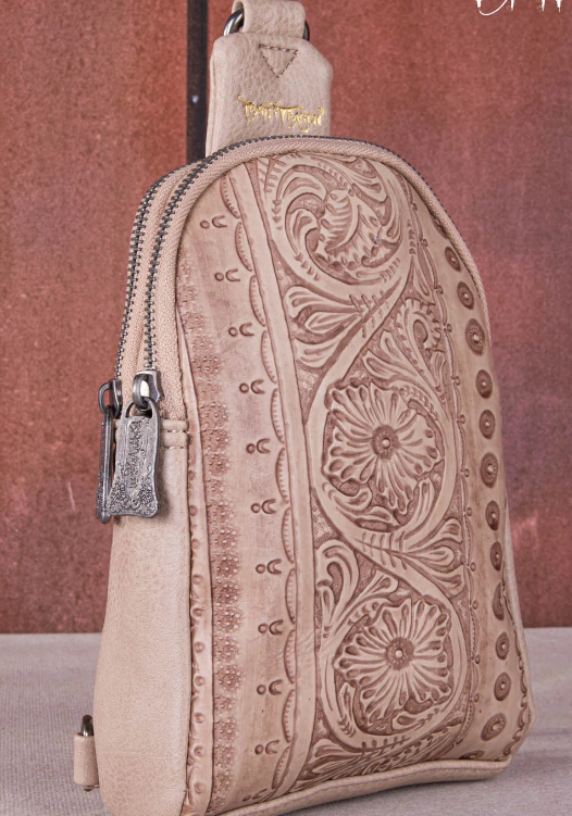 Trinity Ranch Floral Tooled Collection Sling Bag