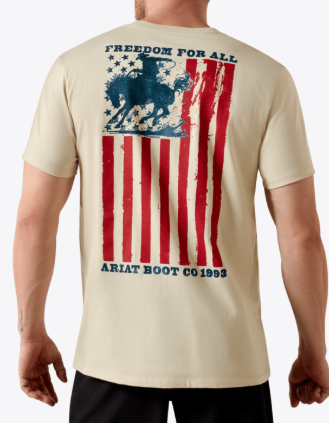 NATURAL MNS Ariat Split Freedom Painted Classic Fit T-Shirt