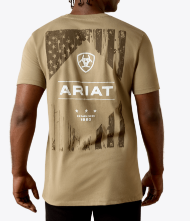 MNS Ariat Wooden Diamond Flag V2 Buckle SMU Classic Fit T-Shirt
