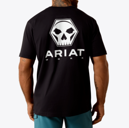 Ariat Black MNS Rebar Cotton Strong Bolt Skull T-Shirt