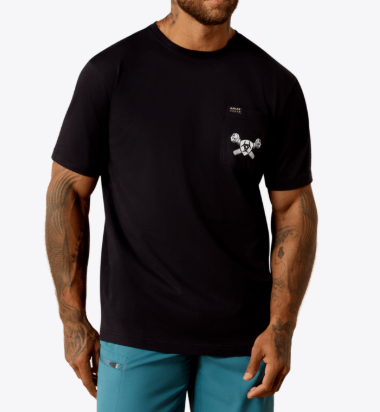 Ariat Black MNS Rebar Cotton Strong Bolt Skull T-Shirt