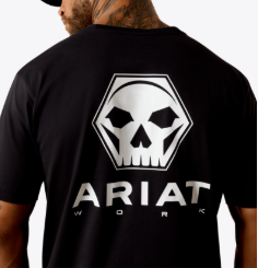 Ariat Black MNS Rebar Cotton Strong Bolt Skull T-Shirt