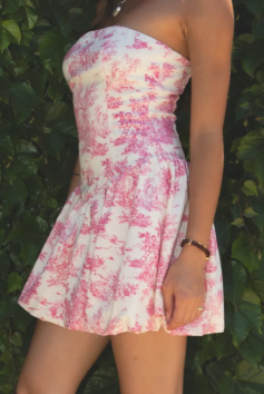 Maidison Strapless Bubble Hem Dainty Floral Mini Dress