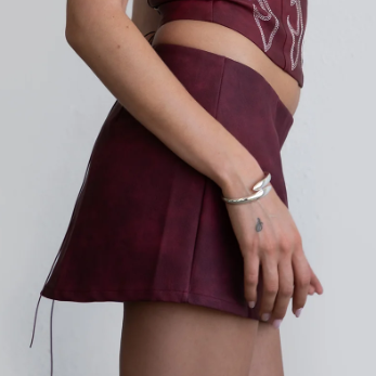 Riley Pu Leather Low Rise Mini Skirt with Built in Shorts