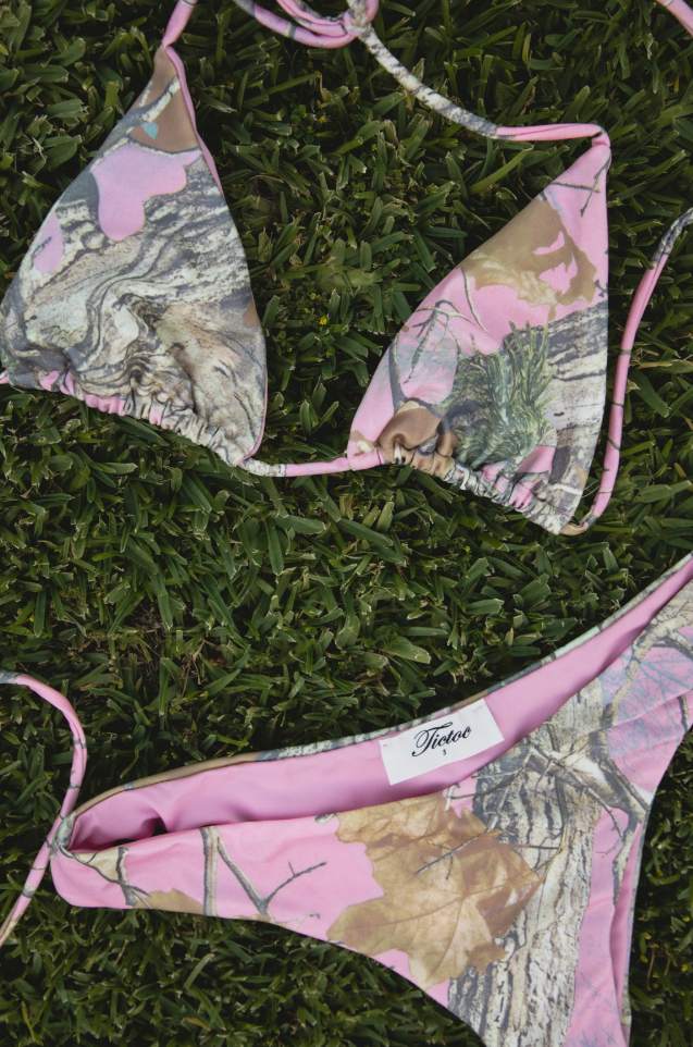 Camo Print Triangle Bikini Set