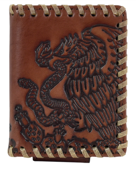 Justin men's Genuine Leather Bifold Card Wallet Tenochtitlan
