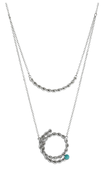 Justin Necklace 2 Layer w/Twisted Wire & Faux Turq