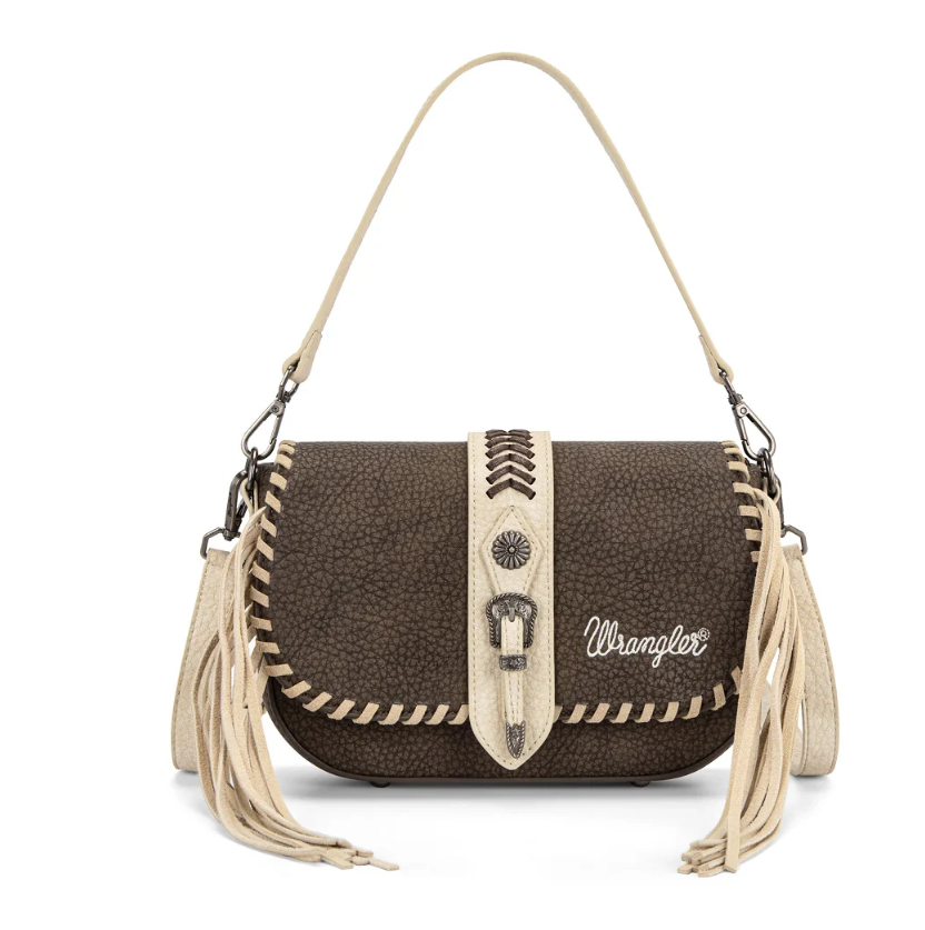 Wrangler Braided Tassel Saddle Crossbody Bag