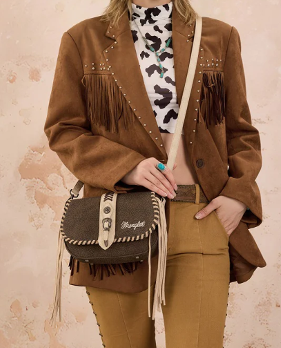 Wrangler Braided Tassel Saddle Crossbody Bag