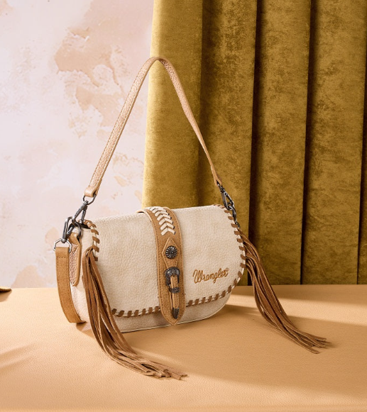 Wrangler Braided Tassel Saddle Crossbody Bag