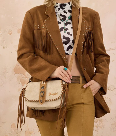 Wrangler Braided Tassel Saddle Crossbody Bag